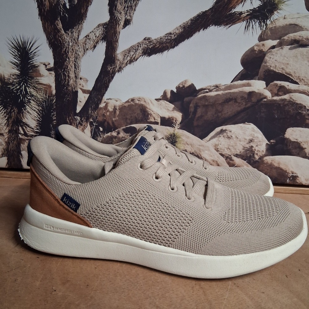 Kizik Lima Hands-Free Slip-On Sneakers Mens 8.5 Sand Tan Knit Low Top Shoes